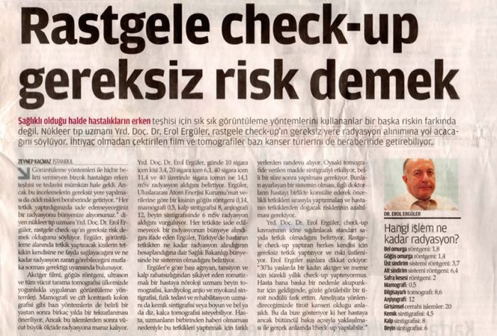 Rastgele check-up gereksiz risk demek